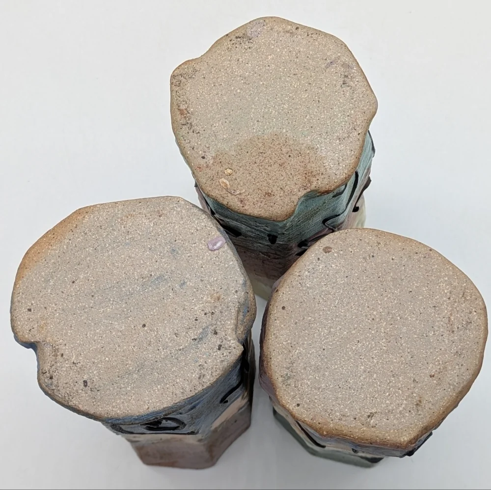 Handmade Colorful Abstract Ceramic Vases Set Of 3